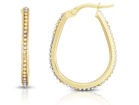 14K Gold Bead Design Hoop Earring on Sale