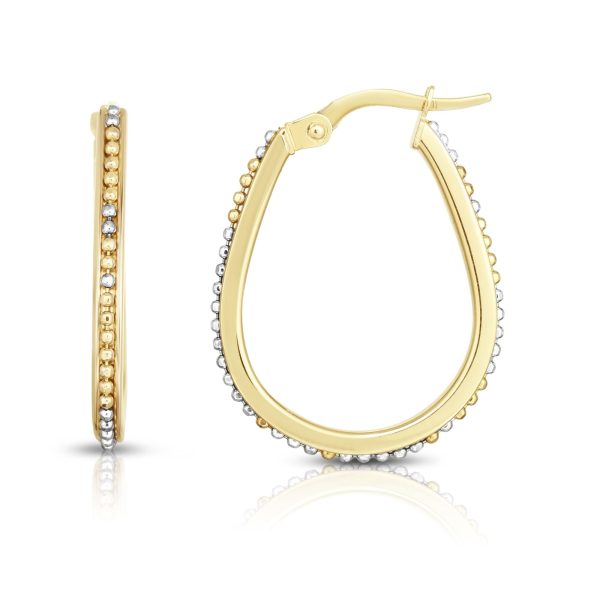 14K Gold Bead Design Hoop Earring on Sale