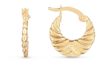 14K Gold Graduated Grooved Hoops For Cheap