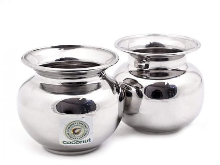 Coconut Stainless Steel L2 Choudhary Lota Chambu Kalash - Set of 2 Piece- 400ML & 550ML Hot on Sale