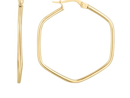 14K Rounded Edges Hexagon Hoops Online Hot Sale