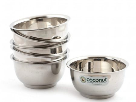 Coconut Stainless Steel Heavy Gauge, Solid Bowl   Vati   Katori   Set of 6 - Capacity 100ml, 150ml, 200ml, Model - C21 Lotus, Serving Bowls for Soup, Salad, Dessert, Vegetable, Dal, For Discount