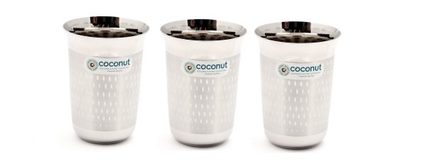 Coconut Stainless Steel Glasses - Capacity 300ml, Shower Finish, Heavy Gauge, Durable, Food Grade, BPA Free, Model - A4, Glasses For Serving Water   Juice   Beverages Fashion