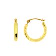 14K Gold Polished with Diamond Cut Detail Back to Back Hoop Earring Hot on Sale