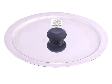 Coconut Stainless Steel Lids with knob - Lid   Ciba   Tope Cover, Sturdy, Strong, Heavy Gauge, Mirror Finish, Suitable for Pot, Pans, Kadai, Tawa, Model - Hole Ciba Supply