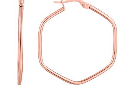 14K Rounded Edges Hexagon Hoops Discount