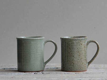 Pair of Stoneware Mugs, Celadon & Speckle Green For Cheap