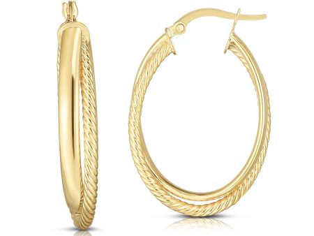 14K Gold Polished & Twist Hoop Earring Online