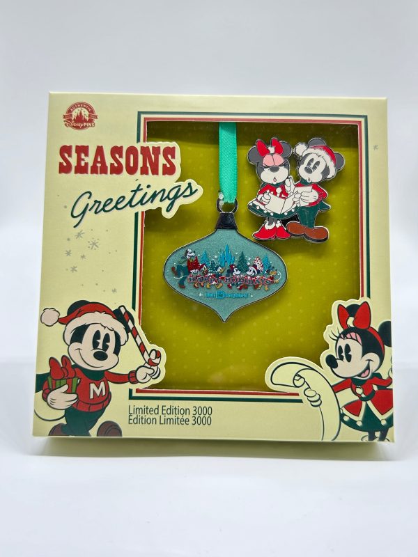 Seasons Greetings Pin and Ornament Set For Sale