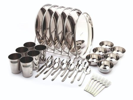 Coconut Stainless Steel Mirror Finish Happy Dinner Set Family set Dinnerware & Serveware - 36 Pc Fashion