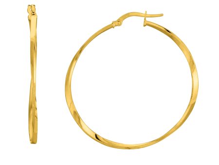 14K Yellow Gold Twisted Hoop Earring Online Sale