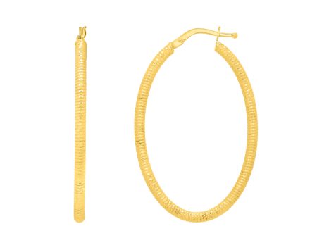 14K Gold Oval Diamond Cut Hoop Earring Online