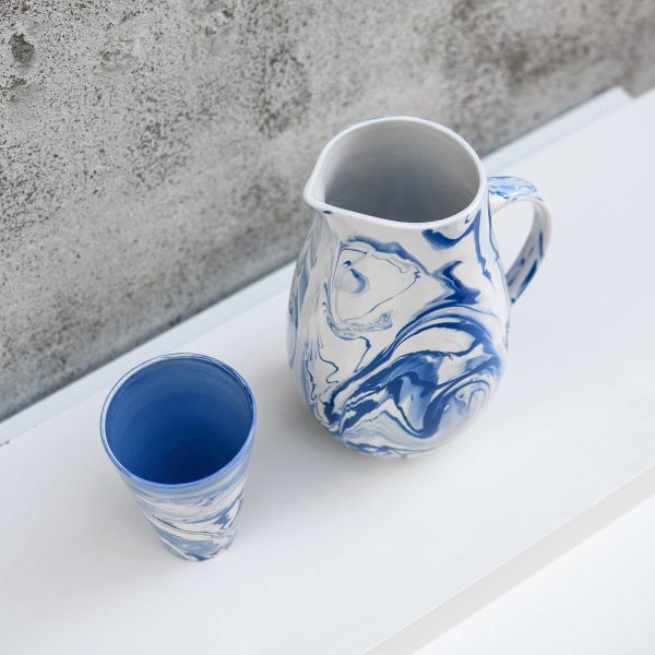 Marbled Water Jug, Blue & White Supply