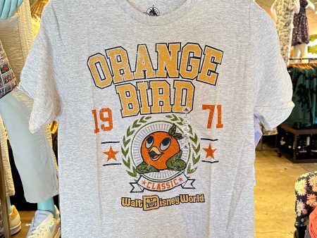 Vintage Orange Bird Grey Tee For Sale