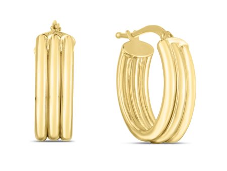 14K Gold 17mm Triple Row Oval Hoops Fashion