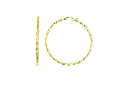 14K Gold Round Diamond Cut Hoop Earring Cheap