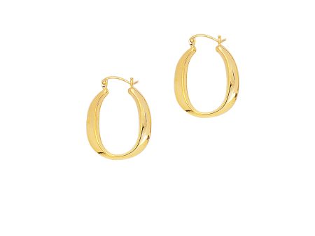 14K Gold Polished Oval Back to Back Hoop Earring Supply