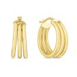 14K Gold 15mm Large Triple Row Hoops Fashion