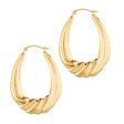 14K Gold Graduated Puffy Oval Twist Back to Back Hoop Earring Supply