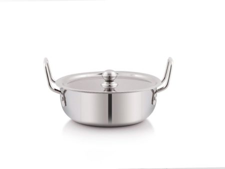 Coconut Stainless Steel Capsulated Bottom Sauce Pan with Lid - Heavy Gauge, Mirror Finish, Sandwich bottom, Induction Base Saucepan, Model-Capsulated Kadai Deluxe Online Hot Sale