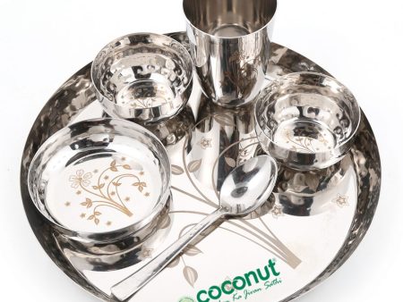 Coconut Stainless Steel (Heavy Guage) Laser and Hammered Dinner Set   Dinnerware - 6 Pieces Online