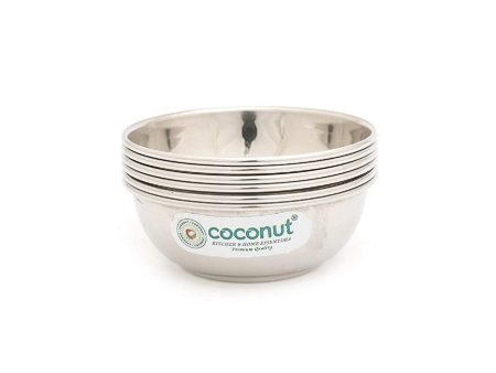 Coconut Stainless Steel - Finger Bowl | Set of 6 | Serving Bowls for Soup, Salad, Dessert, Dal | Heavy Gauge, Solid Bowl  Vati   Katori | Model - C34 Finger Bowl Supply