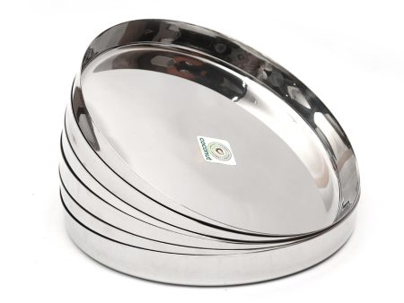 Coconut Stainless Steel Plate - Pack of 6, Heavy Gauge, Mirror Finish, Solid, Dinner Plate   Meal Plate   Serving Plate  Thali Thaal, Model-22g Plain kumcha Online now