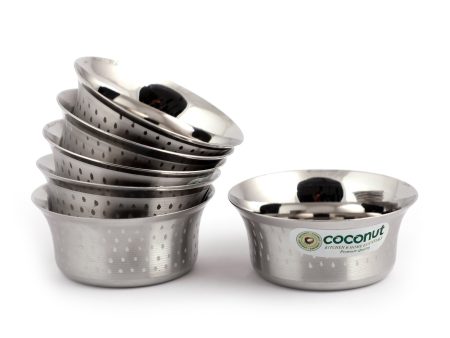 Coconut Stainless Steel Heavy Gauge, Solid Bowl  Vati   Katori   Set of 6- Available sizes in Capacity 100ml, 150ml, 200ml, 250ml Each,Model-C23 Shower Pari, Serving Bowls for Soup, Salad, Dessert, Dal, Vegetable Fashion