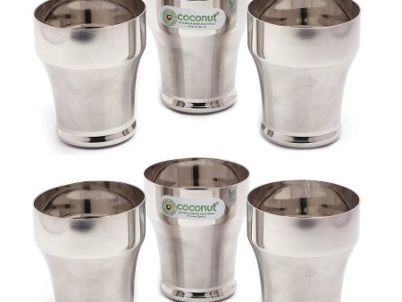 Coconut Stainless Steel Baleno Glasses - Set of 6, Capacity 300ml, Heavy Gauge, Durable, Food Grade, BPA Free, Glasses For Serving Water   Juice   Beverages, Lemonade, Model - A30 Online Sale