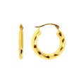 14K Gold Chubby Polished Twist Back to Back Hoop Earring Cheap