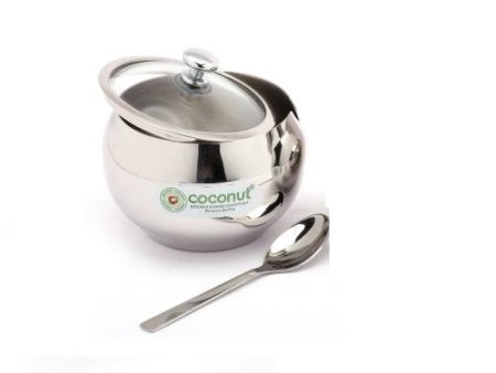 Coconut Stainless Steel (Grade 304) Dazzle Ghee Pot Oil Pot with Glass Lid - Capacity - 250 ML, Diamater - 8.5 cm Supply