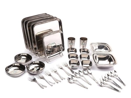 Coconut Stainless Steel Square Dinner Set   Dinnerware Lunch Set Plate set - 60 Pieces Supply