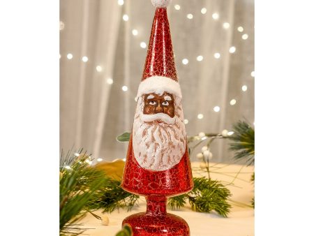 Red Co. 12.5” Light-Up Glass Christmas Tree Tabletop Display Figurine with LED Lights – Black Santa Cheap