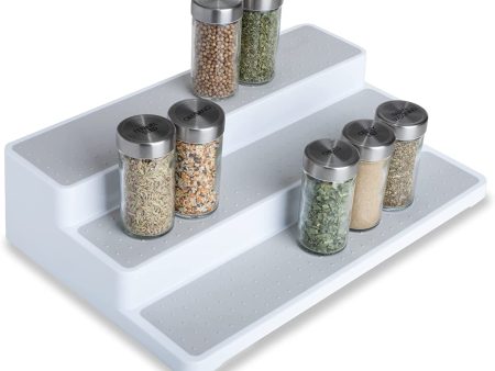 3-Tier Plastic Spice Rack with Non-Slip Lining - White Hot on Sale