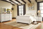 Willowton Queen Sleigh Bed with Mirrored Dresser and Nightstand Discount