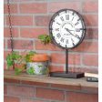 Red Co. Metal Grand Central Station-Inspired Tabletop Battery-Powered Metal Clock with Stem and Base, 8  Diameter For Sale