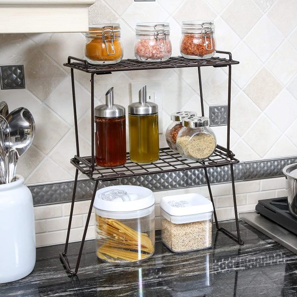 Stacking Cabinet Shelf Rack - Small (12 x 7 Inch) - Steel Metal Wire - Cupboard, Plate, Dish, Counter & Pantry Organizer Organization on Sale