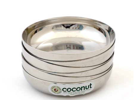 Coconut Stainless Steel - Halwa Plate | Pack Of 6 | Serving Plate for Chaat, Namkeen, Halwa, Snacks, Dessert | Heavy Gauge, Mirror Finish, Model-H9 Dezire Halwa Discount