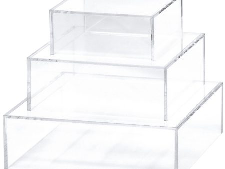 Red Co. Crystal Clear Small Acrylic Cubic Display Riser Stands with Hollow Bottoms | Transparent - 3-Pack Online now