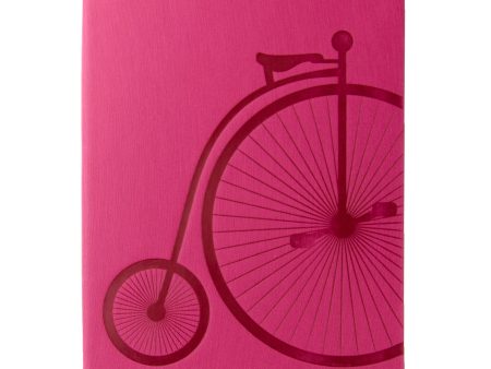 Red Co. Journal with Embossed Bicycle, 240 Pages, 5 x 7  Dotted, Raspberry Pink Discount