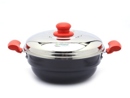 Coconut Hard Anodised Multi kadai 12 idly , Stainless Steel 3plate with steamer - Induction Base Sale