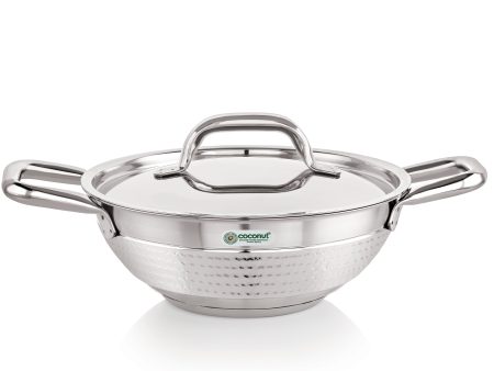 Coconut Elementary Stainless Steel Hammered Design Capsulated Kadai For Cook n Serve - 1 unit For Cheap