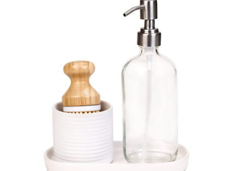 Ceramic Soap Pump & Brush Set Online Hot Sale