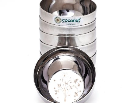 Coconut Stainless Steel - Katori Set of 6 | Capacity 140ml | Serving Bowls for Soup, Salad, Dessert, Dal, Vegetable | Heavy Gauge, Solid, Laser Finish Bowl  Vati   Model - C32 Online Hot Sale