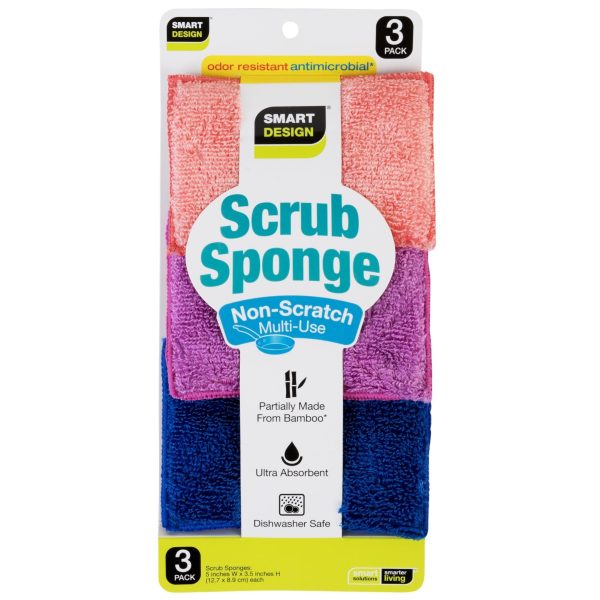 Non-Scratch Scrub Sponge with Bamboo Odorless Rayon Fiber Online now