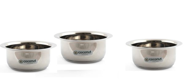 Coconut Stainless Steel Capsulated Top Milk Pot- Pack of 3 -15x17(Food Grade) For Cheap