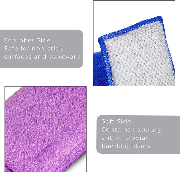 Non-Scratch Scrub Sponge with Bamboo Odorless Rayon Fiber Online now