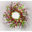 22 Inch Light-Up Christmas Wreath with Red Cranberries, Plug-in Operated LED Lights Online now