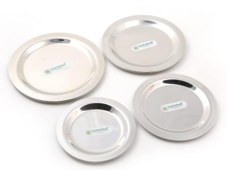 Coconut Stainless Steel Lids - Set of 4, Dimension - 12cms, 13.5cms, 15.5cms, 17.5cms, Lids   Ciba   Tope Cover, Sturdy, Strong, Heavy Gauge, Mirror Finish, Suitable for Pot, Pans, Kadai, Tawa, Model - Plain Ciba (No.7 - No.10) Hot on Sale