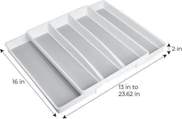 Expandable 5-Compartment Plastic Drawer Organizer Supply